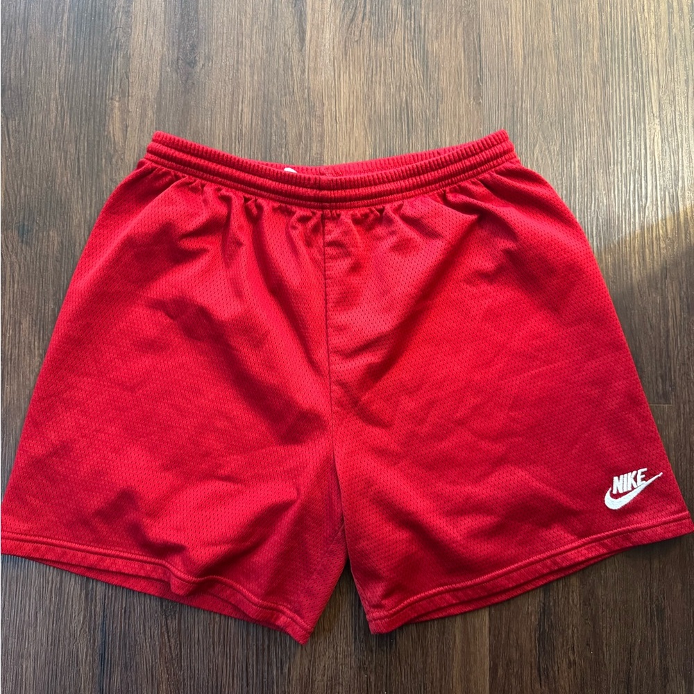 Vintage Nike Red Athletic Shorts with Elastic Waistband